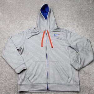 Nike Hoodie Mens Large Gray Therma-Fit Full Zip Polyester Hooded Sweatshirt